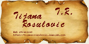 Tijana Rošulović vizit kartica